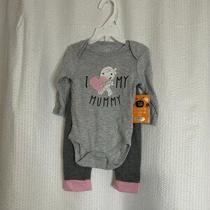 Baby by bon bebe "I love my mummy" grey longsleeve outfit with snaps Halloween